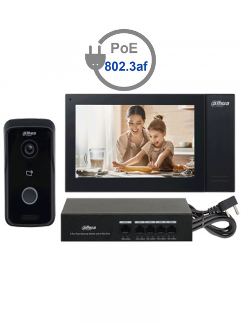 DAHUA DHI-KTP02 DAHUA KITKTP02 - Kit de Videoportero IP Frente de Calle Monitor y Switch POE/ Pantalla LCD Touch de 7"/ Camara 1MP / Ranura SD / IP65 VDPDahua