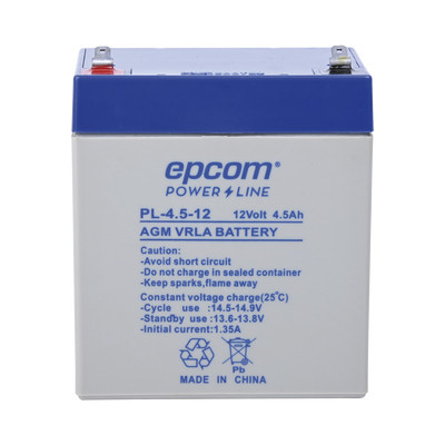 EPCOM POWERLINE PL-4.5-12 Bateria de respaldo / 12 V 4.5 Ah / UL / Tecnologia AGM-VRLA / Para uso en equipo electronico Alarmas de intrusion / Incendio/ Control de acceso / Video Vigilancia / Terminal
