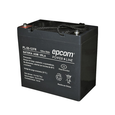 EPCOM POWERLINE PL-5512-FR Bateria de respaldo / 12 V 55 Ah / UL / Tecnologia AGM-VRLA / Retardante a la flama / Para uso Uso en: Aplicaciones fotovoltaicas / Terminales tipo M6.