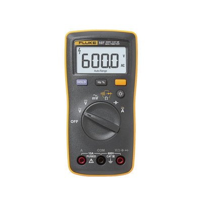 FLUKE FLUKE-107ESP Multimetro Digital de Tamano Compacto Para Medicion de Corriente y Tension Uso con Voltaje Maximo de 600 V Pantalla LED Retroiluminada