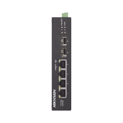 HIKVISION DS-3T0506HP-E/HS Switch Industrial No Administrable Gigabit / 3 Puertos Gigabit PoE (30 W) 1 Puerto Gigabit PoE (60 W) / 2 Puertos SFP / 65 W Total / 48 a 57 VCD