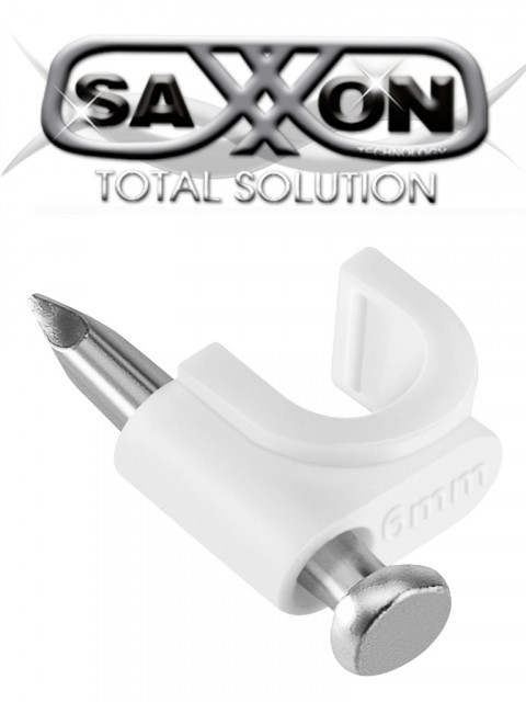 SAXXON GRA-955B SAXXON GRA955B - Bolsa de 50 grapas de pared/ Color blanco/Diametro: 6mm / Con clavo de 3/4 para concreto de alta resistencia