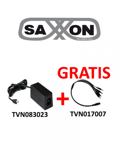 SAXXON PSU1204DPSUWB07 SAXXON PSU1204EPAQ2 - Fuente de poder regulada gratis divisor de energia 4 conectores macho / 12V DC / 4.1 A MP / Color negro