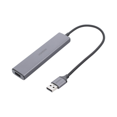UGREEN 20805 HUB USB 3.0 a 4 Puertos USB 3.0 (5Gbps) / Cable 20 cm / Carcasa de Aleacion Aluminio / Ideal para Transferencia de Datos / Entrada Tipo C para alimentar equipos de mayor consumo como disc
