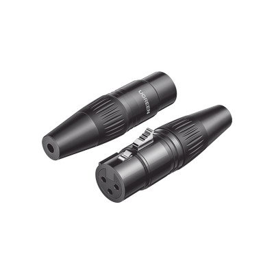 UGREEN 80440 Conector de Audio XLR Tipo Canon Hembra / PVC / ABS / Aleacion Zinc / Anti Oxidante / Anti Caida / Sin Aflojarse /Apertura Ajustable de 6.0 a 7.0 mm / Soldable