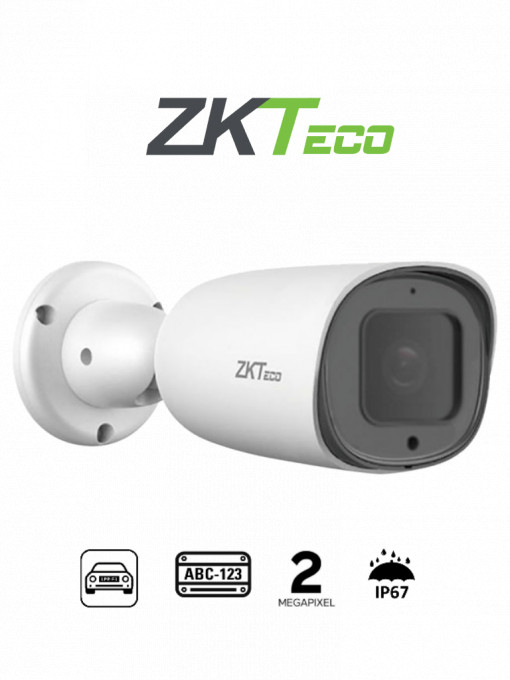 ZKTECO BL-852Q38A-LP ZKTECO BL852Q38ALP - Camara IP Bullet para reconocimiento de placas / Software LPR integrado / Lente Motorizado / Resolucion 2MP / POE / IP67 / Audio / Alarma / RS485 / Ranura p