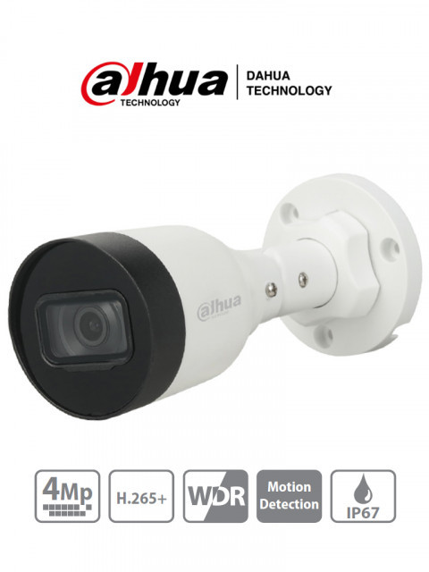 DAHUA DH-IPC-HFW1431S1N-0280B-S4 DAHUA IPC-HFW1431S1-S4 - Camara IP Bullet de 4 Megapixeles/ H.265/ Lente de 2.8mm/ 93 Grados de Apertura/ IR de 30 Metros/ 30 FPS/ WDR/ IP67/
