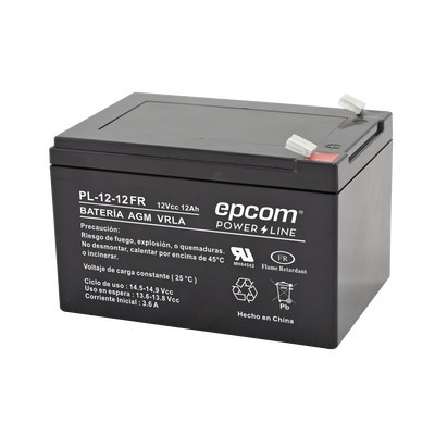 EPCOM POWERLINE PL-12-12-FR Bateria de Respaldo para equipo electronico / UL / 12V 12 Ah / Tecnologia AGM-VRLA / Retardante a la flama/ Uso en: Alarmas de intrusion / Incendio / Control de acceso / V