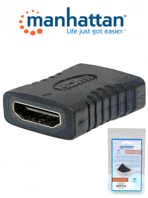 MANHATTAN 353465 MANHATTAN 353465 - Cople HDMI / Hembra-Hembra / Conexion recta / Resolucion 4K60Hz / Para conexion de 2 cables HDMI