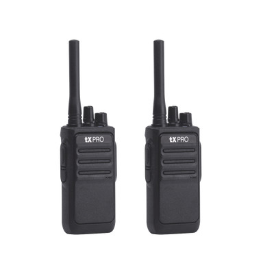 TX PRO TX-320DUO Par de radios analogicos UHF 400-470 MHz de 2 watts de potencia.