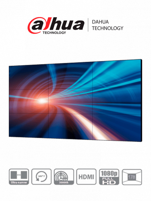 DAHUA DHI-LS550UEH-EG DAHUA LS550UEH-EG - Pantalla Full HD para Videowall de 55 Pulgadas/ Panel IPS LCD Industrial/ Marco Ultradelgado de 0.88 mm/ Soporta Daisy Chain (Conexion HDMI en Cadena)/ Interf