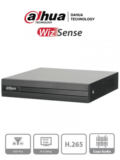 DAHUA DHT0350011 DAHUA XVR1B04H-I - DVR de 4 Canales 5 Megapixeles Lite/ WizSense/ Cooper-I/ H.265/ 4 Canales2 IP o Hasta 6 Canales IP/ 4 Canales con SMD Plus/ Busqueda Inteligente (Humanos y Vehiculo