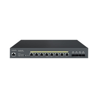 ENGENIUS ECS2512FP Switch PoE Administrable en Nube Capa 2 de 8 puertos PoE de 2.5 Gbps Hasta 240 W 4 puertos de SFP
