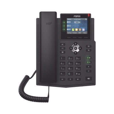 FANVIL X3U Telefono IP Empresarial con Estandares Europeos 6 lineas SIP con pantalla LCD a color puertos Gigabit IPv6 Opus y conferencia de 3 vias PoE/DC