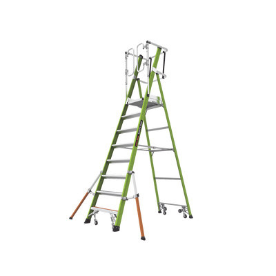 Little Giant Ladder Systems CAGE-FIX-8FT Escalera Fija de 8 (2.4m) de Fibra de Vidrio con Jaula y Peldanos de Aluminio. (SKU:19708-146).
