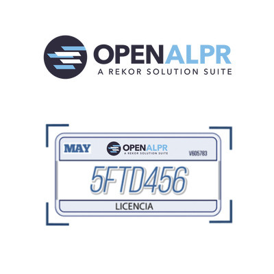 OpenALPR OPENALPR-01 Licencia VITALICIA / Reconocimiento de Placas / Color / Modelo de Vehiculos para 1 canal de video (DVR/NVR/Camara IP) / Compatible con todas las marcas / Hasta 160 km/h