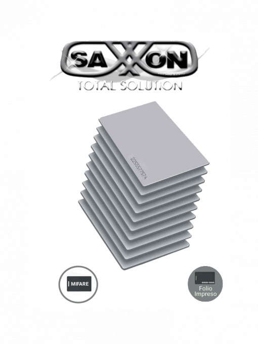 SAXXON SXN0760001 SAXMIFARE - Paquete de 10 Tarjetas Mifare 13.56 Mhz / PVC / Imprimible / 1 KByte / 0.88 mm de Grosor / Folio Impreso