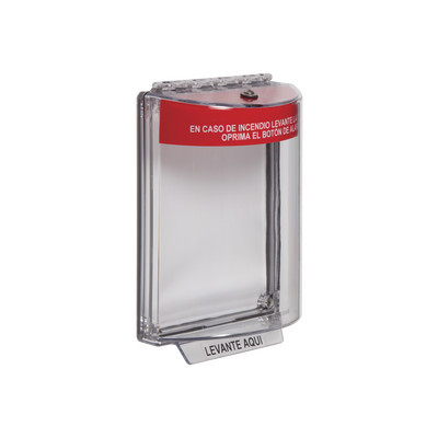 STI STI-13020FR-ES Cubierta Universal Transparente con Sirena Texto de Incendio en Espanol