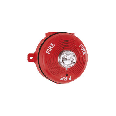 SYSTEM SENSOR PC2R-K Sirena con Lampara Estroboscopica para Exterior Montaje en Techo Nivel de Candelas Seleccionable Color Rojo
