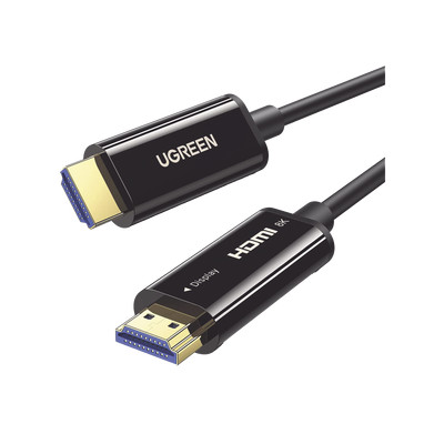 UGREEN 80406 Cable HDMI de 10 Metros por Fibra Optica 8K60Hz / Fibra de 4 nucleos Cobre estanado de 7 nucleos / Compatible con HDMI 2.1 / Alta velocidad 18 Gbps / 3D / HDR / Caja de Aleacion Zinc / P