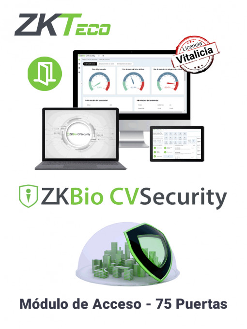 ZKTECO ZKCVACP75 Licencia para ZKBio CVsecurity permite gestionar hasta 75 puertas para control de acceso