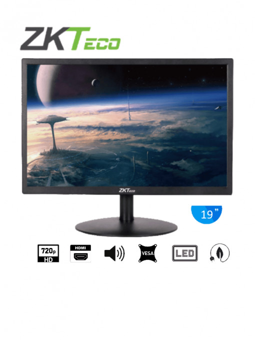 ZKTECO ZKT0520001 ZKTECO ZD192K - Monitor LED HD de 19 pulgadas / Resolucion 1440 x 900 / Entrada de video HDMI y VGA / Altavoces Incorporados / Angulo de Vision Horizontal 170 / Soporte VESA / Opera