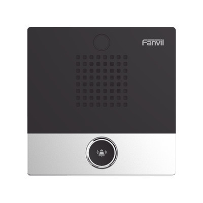 FANVIL I10 Mini Intercomunicador para hoteleria y hospitales con diseno elegante PoE 1 boton 1 relevador integrado de salida y entrada.