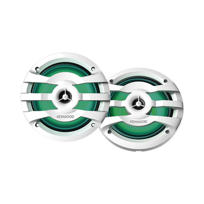 JVC KENWOOD KFC-1673MRWL Par de altavoces fabricados en grado marinos en rejilla color blanco de 6.5" con iluminacion led potencia maxima de 260 W