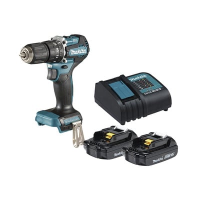 MAKITA DHP487SYX2 Rotomartillo/Taladro Inalambrico SIN CARBONES Broquero de 1/2" 1 700 RPM 18V Torque: 42 N.m C/2 Bat. (1.5Ah) y Cargador.