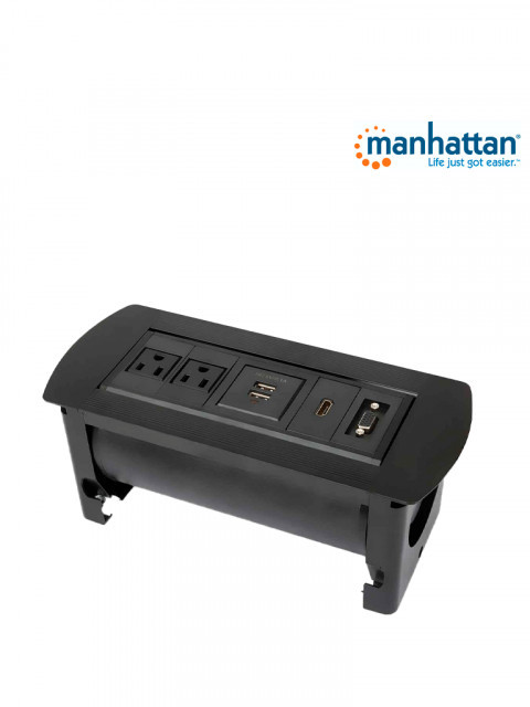 MANHATTAN 164832 MANHATTAN 164832 - Caja de Conexiones para Escritorio de Apertura Giratoria/ 1 Puerto HDMI con Conexion de Paso/ 2 Contactos Electricos/ 2 puertos USB-A con LED y 1 salida de hasta 2.