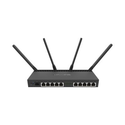 MIKROTIK RB4011IGSPLUS5HACQ2HND-IN Router con Wi-Fi 4x4 MU-MIMO hasta 2 watts de potencia antenas de 3 dBi 10 puertos Gigabit 1 Puerto SFP