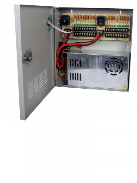 SAXXON TVN400058 SAXXON PSU1230D18 - Fuente de Poder Profesional de 12 vcd / 30 Ampers/ Para 18 Camaras/ 1.67 Amperes por Canal/ Proteccion contra Sobrecargas/ Certificacion UL/