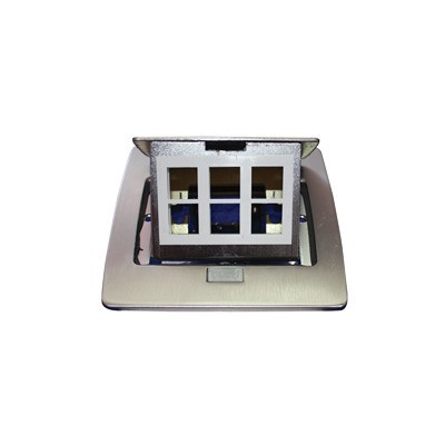 THORSMAN TH-MC-PD Mini caja de piso rectangular para datos y conectores tipo Keystone Color y material en acero inoxidable (3 puertos) (11000-21202)