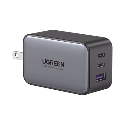 UGREEN 10334 Cargador de 65W serie Nexode 3 Puertos de Carga Rapida 2 USB-C  1 USB-A Tecnologia GaN II Power Delivery 3.0 Quick Charge 4.0 Chip  Confiable y Carga Inteligente Optimiza la Experie