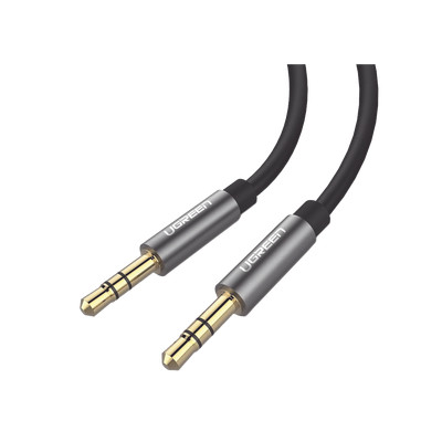 UGREEN 10735 Cable Auxiliar 2 Metros / Conector 3.5mm a 3.5mm / Macho a Macho / Cubierta de TPE / Carcasa de Aluminio / Color Negro