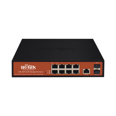 WI-TEK WI-PMS310GF-ALIEN Switch Administrable de 8 puertos Gigabit Ethernet con PoE 802.3 af/at y 24V Pasivo 2 SFP Gigabit 150 W