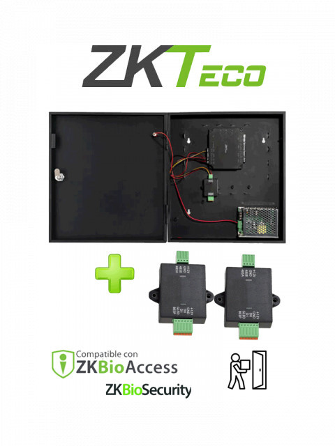 ZKTECO C2260WRPack ZKTECO C2260WRPack - Panel de Control de Acceso de solo Tarjeta para 2 Puertas con Convertidor de 485 a Wiegand / Controla hasta 10 Puertas Incorporando Expansor DM10 / Comunicaci