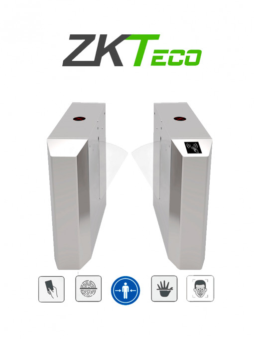 ZKTECO ZKT0910017 ZKTECO FBL200 - Barrera Peatonal Bidireccional / Acero SUS304 / Aleta de Acrilico Personalizable / 110V / Infrarrojos / 5 millones de Ciclos / 30 Personas x Min. / Carril 58 cm / No