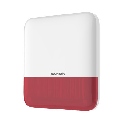 HIKVISION DS-PS1-E-WB/R (AX PRO) Sirena Inalambrica con Estrobo Rojo para Exterior IP65 / 110 dB