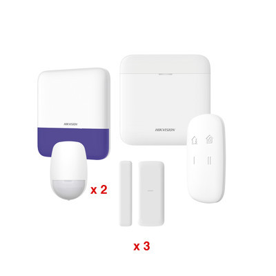 HIKVISION DS-PWA48-KV2 (AX PRO) KIT de Alarma AXP RO / Incluye: 1 Hub con bateria de respaldo / 2 Sensores PIR / 3 Contactos Magneticos mini / 1 Control Remoto / 1 Sirena Inalambrica Exterior / WiFi /