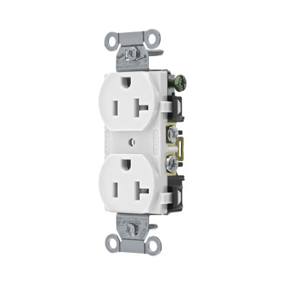 HUBBELL HUB-BR-20-WHI Contacto Duplex 20 A 125 V 2 Polos 3 Hilos Cableado Posterior y Lateral Color Blanco (Nema 5-20R).