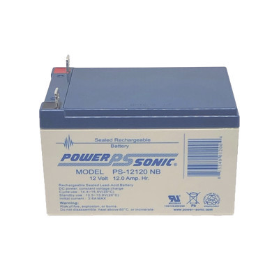 POWER SONIC PS-12120-NB Bateria de Respaldo UL de 12V 12AH / Ideal para Sistemas de Deteccion de Incendio / Control de Acceso / Intrusion / Videovigilancia / Terminales Tipo NB