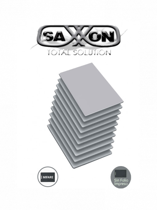 SAXXON SXN0760002 SAXMIFARE01 - Paquete de 10 Tarjetas Mifare 13.56 Mhz / PVC / Imprimible / 1 KByte / 0.88 mm de Grosor / Sin Folio