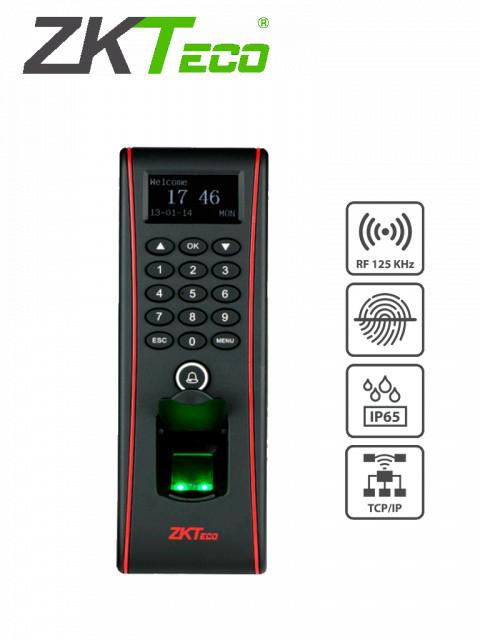 ZKTECO 74095 ZKTECO TF1700 - Control de Acceso Exterior de Huella Tarjeta y Contrasena / Soporta 3000 Huellas / 10000 Tarjetas RFID 125 khz / Almacena 30000 Registros / Conexion TCPIP / USB / Compat