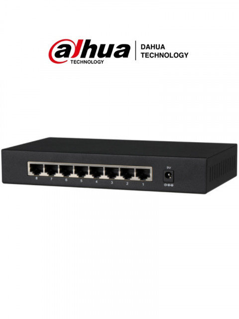 DAHUA DH-PFS3008-8GT DAHUA PFS3008-8GT - Switch Gigabit de 8 Puertos No Administrable/ Capa 2/ 10/100/1000 Base-T/ Carcasa Metalica/ Switching 16G/ Tasa de Reenvio de Paquetes 11.9 Mbps/ Memoria Bufer
