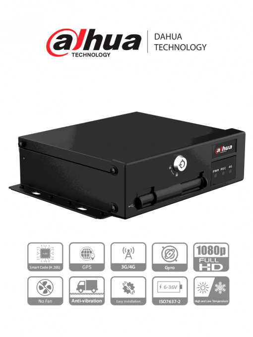 DAHUA DHT0390025 DAHUA DHI-MXVR1004-GFI - DVR Movil de 4 Canales con Inteligencia Artificial 1080p/ 4G/ H.265/ Soporta 2 Tarjetas SD/ Soporta DSM/ADAS/BSD/ Comunicacion 3G y 4G/ No tiene WiFi/ LoNuev