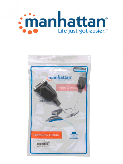 MANHATTAN 205153 MANHATTAN 205153 Convertidor Serial a USB Conecta un dipositivo Serial/RS232/COM/DB9 a un puerto USB Chip Prolific PL-2303RA 45 Cm (18 in.) / Empaque tipo bolsa