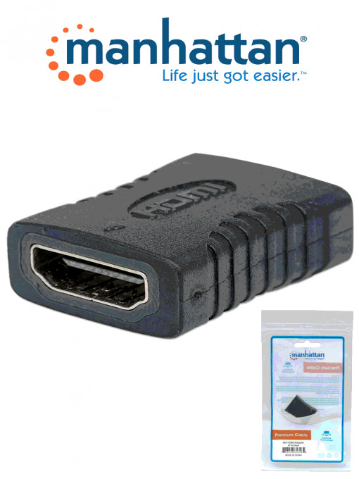 MANHATTAN MAN0440004 MANHATTAN 353465 - Cople HDMI / Hembra-Hembra / Conexion recta / Resolucion 4K60Hz / Para conexion de 2 cables HDMI