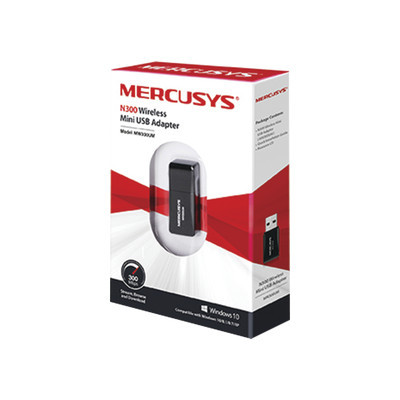 Mercusys MW300UM Adaptador inalambrico N USB 2.0 de 300 Mbps 2.4 GHz 2T2R con 2 antenas internas