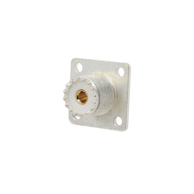 RF INDUSTRIES LTD RFU-521-ST Conector UHF Hembra (SO-239) para Montaje de Chasis con 4 Hoyos a 18 mm Terminal Soldable Plata/ Oro/ Teflon.
